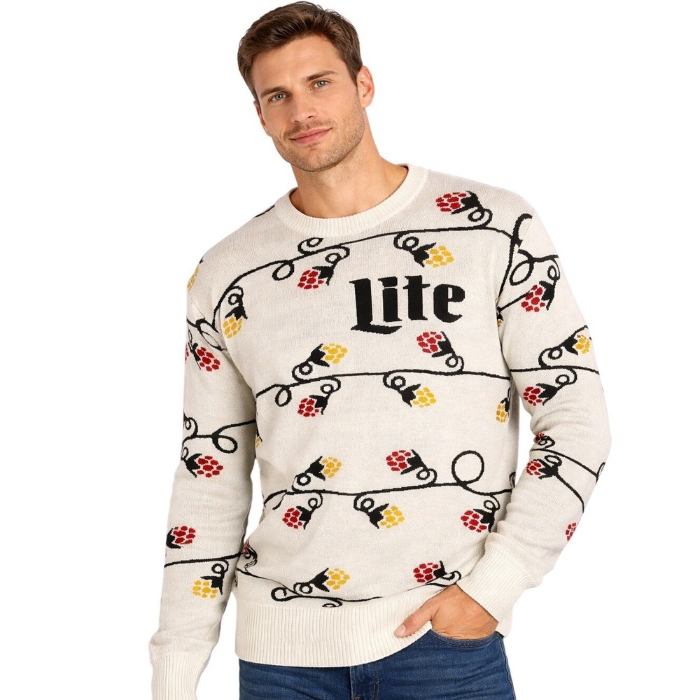 Miller Lite "Hop Lights" Holiday Sweater Mens XXL (2023 Edition)‎